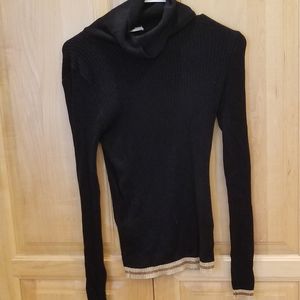 Indi & Cold Ribbed Metallic Turtleneck Sweater M